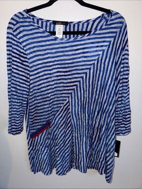 Yushi Blue and White Striped Top NWT Size M